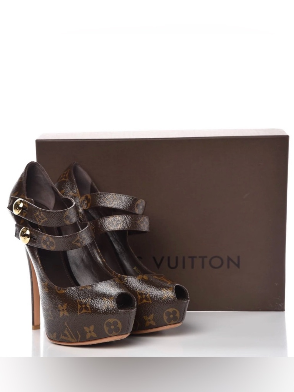 RARE! Authentic Louis Vuitton Ritual Fetish Monogram Canvas Peep Toe Pumps 40 - Picture 4 of 16